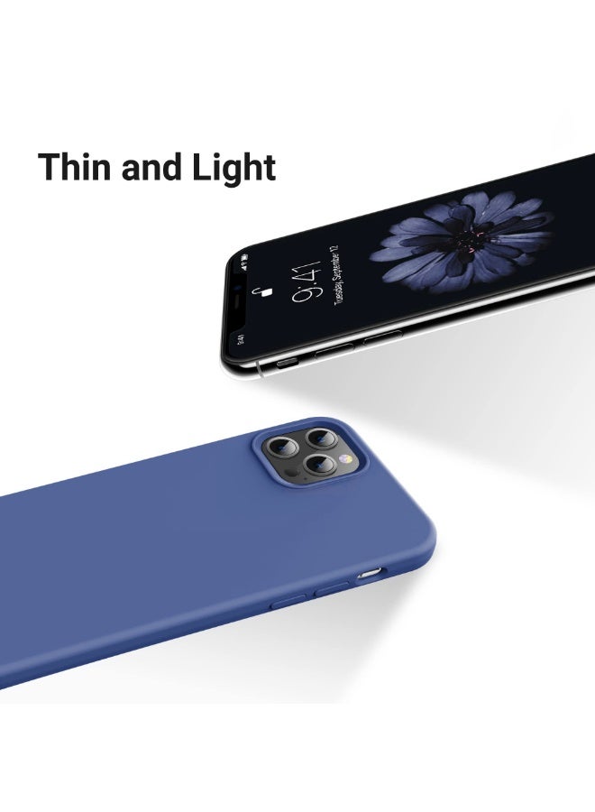 Compatible with iPhone 11 Pro Max Case 6.5 Inch Slim Liquid Silicone 4 Layers Soft Gel Rubber Shockproof Protective Phone Case with Anti Scratch Microfiber Lining (blue) - Image 4